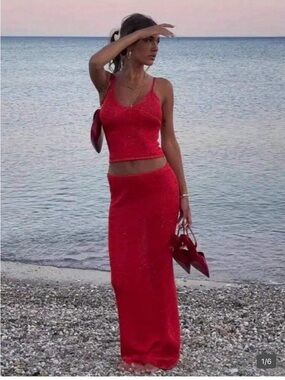 SHEIN Red Sparkle Two Piece Set